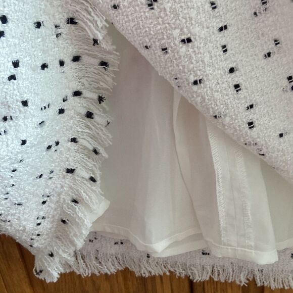 Dainty Jewell’s Winter Vogue White Long Sleeve Modest Tweed Dress with fringe - Picture 14 of 14